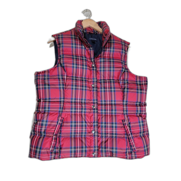 Land's End Tops - Lands End Women's Red Plaid Puffer Vest - Large